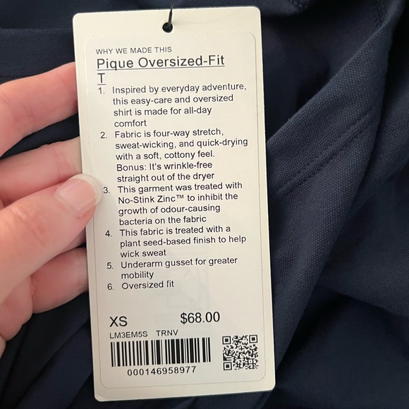 Mens Lululemon Pique Oversized Fit T Shirt True Navy LM3EM5S $68 XSMALL XS NWT - Picture 9 of 11